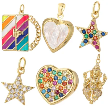 České kabelka Srdce Star zobrazili kľúčové tlačidlá pre Šperky Uskutočňovanie Dodávok Zlatá Farba Dijes Diy Náušnice, Náhrdelník Veľkoobchod Drop Shipping