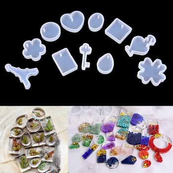 6pcs/Set Prívesok Silikónové Formy DIY Crystal Epoxidové Živice Keychain Formy Náhrdelník Šperky Výrobu Nástrojov Ručné Živice Remeslá