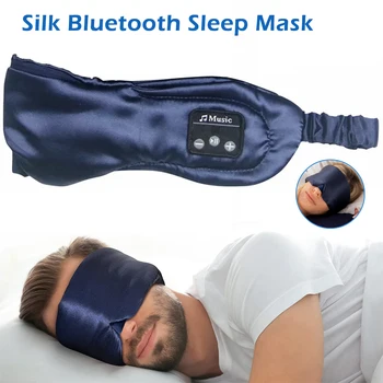 Bluetooth Spanie Slúchadlá Zatmenie Luxusné Moruša Hodváb Spánku Maska Pohodlné Mäkké Očná Maska s Elastický Pás pre Cestovanie